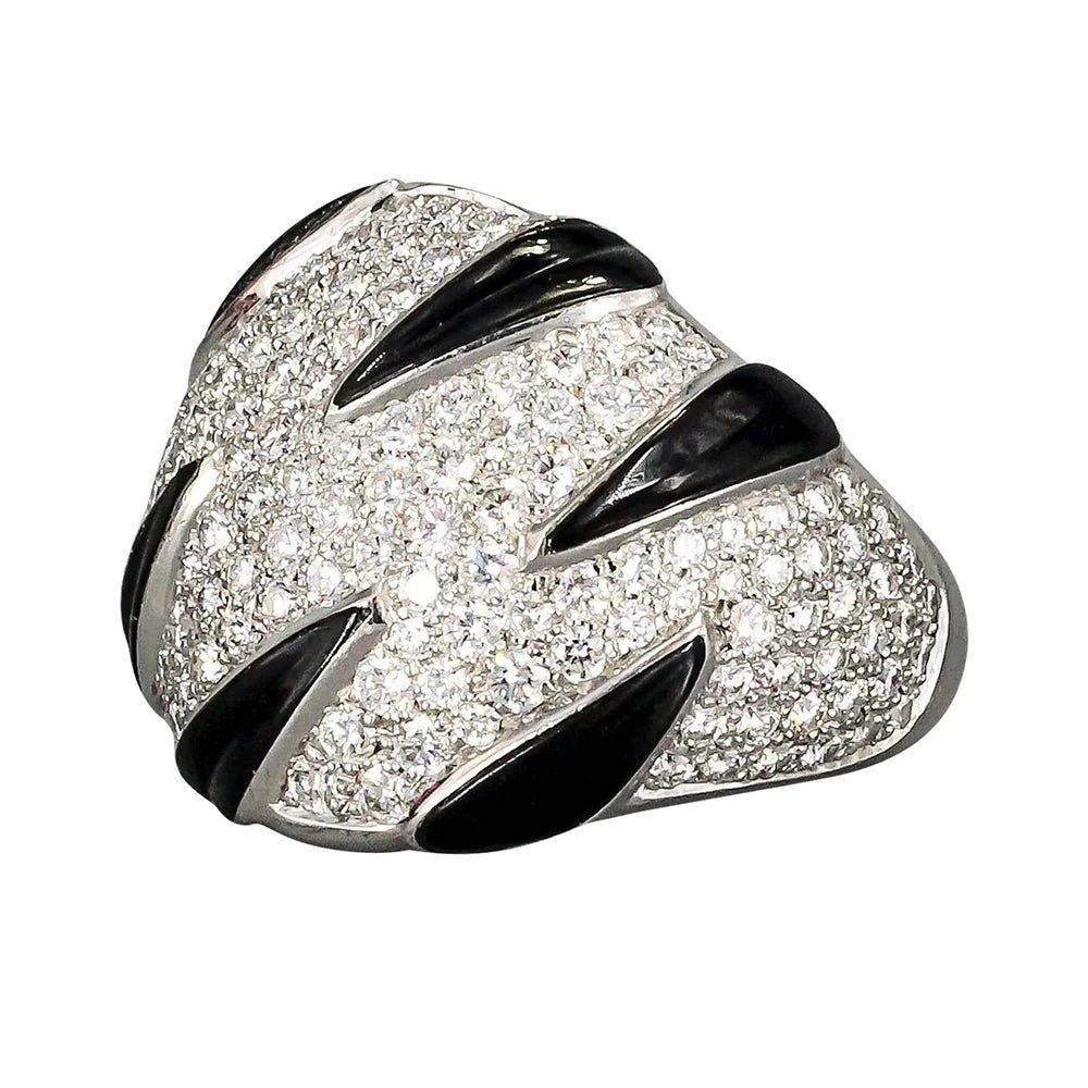 Bague CARTIER "Griffes" en or blanc, diamants et onyx