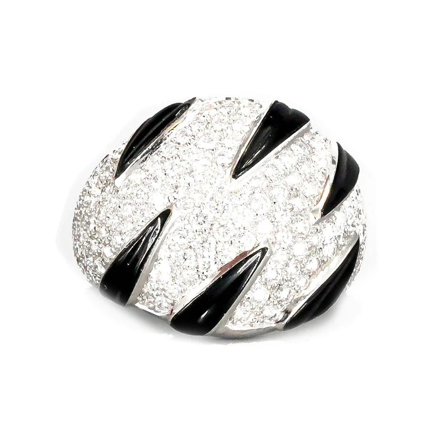 Bague CARTIER "Griffes" en or blanc, diamants et onyx - Image 2
