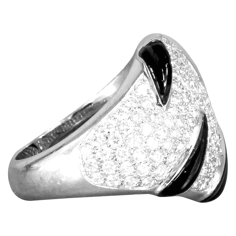 Bague CARTIER "Griffes" en or blanc, diamants et onyx - Image 3