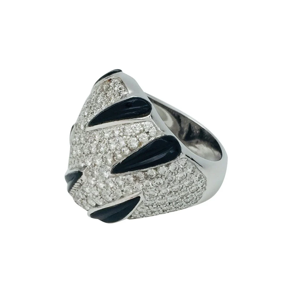 Bague CARTIER "Griffes" en or blanc, diamants et onyx - Image 4