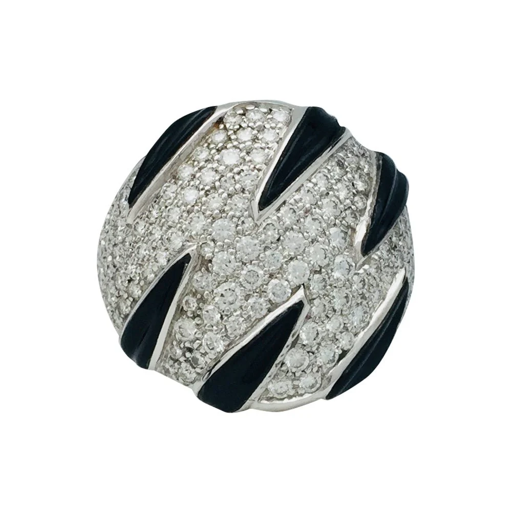 Bague CARTIER "Griffes" en or blanc, diamants et onyx - Image 5