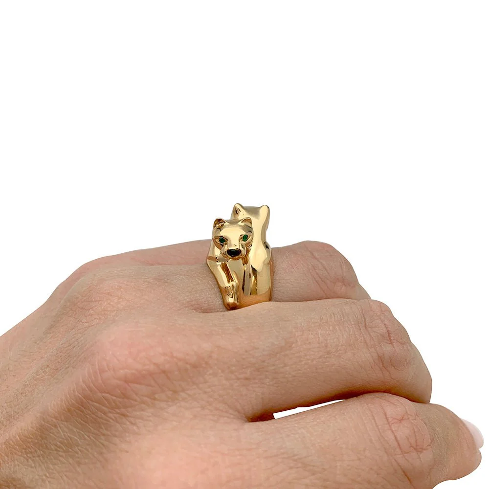 Bague Cartier, "Kozra", en or jaune, émeraude, onyx - Image 10