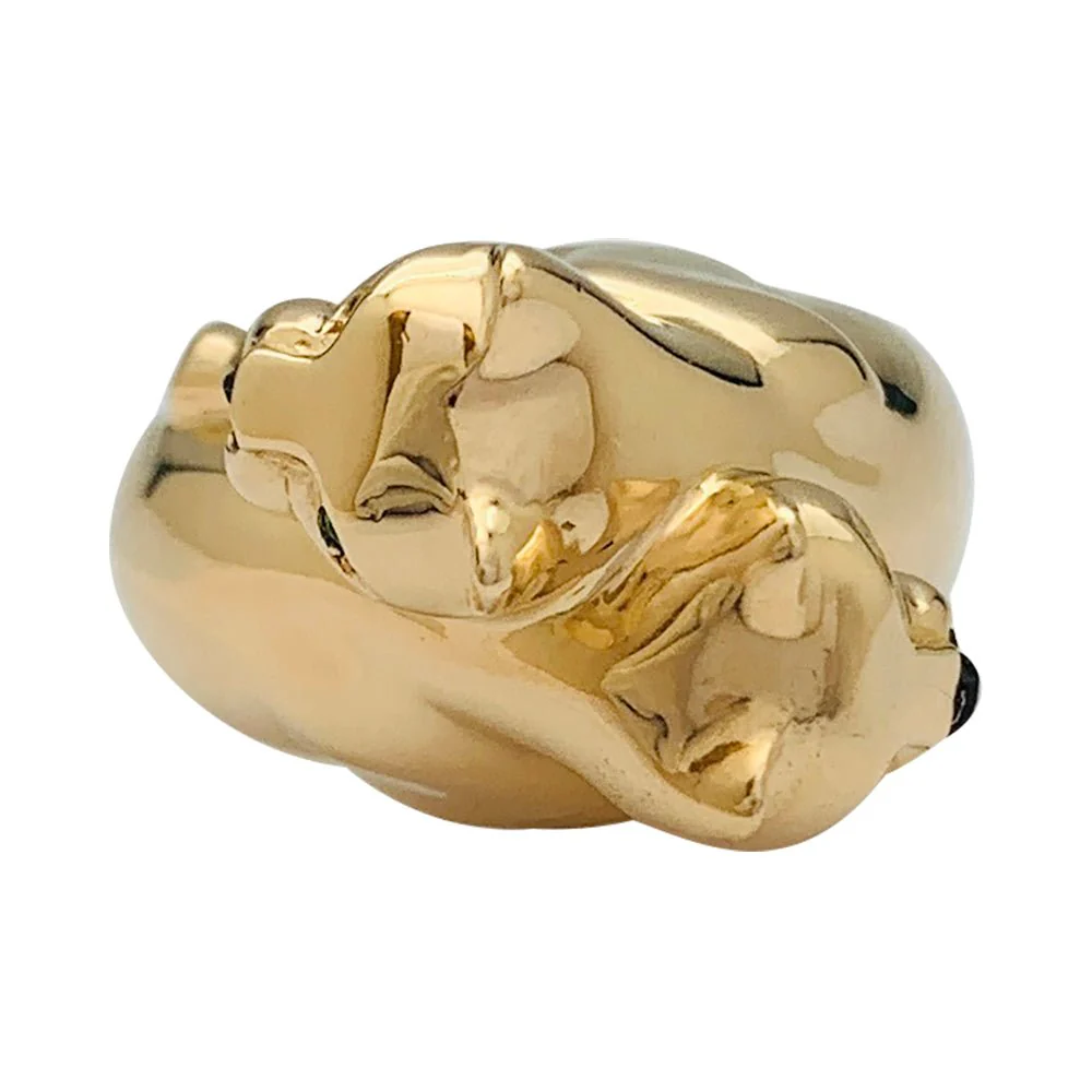 Bague Cartier, "Kozra", en or jaune, émeraude, onyx - Image 3