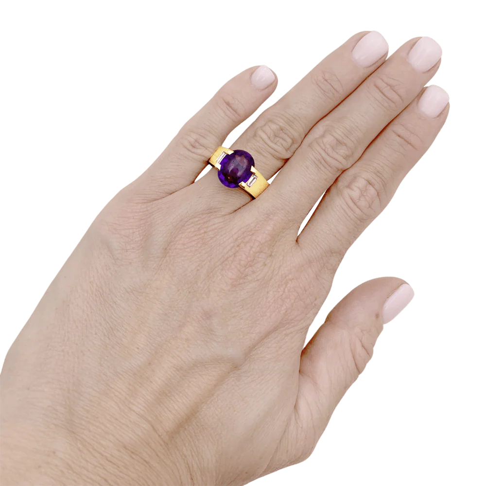 Bague Trilogie CARTIER en or jaune, améthyste et diamants - Image 2