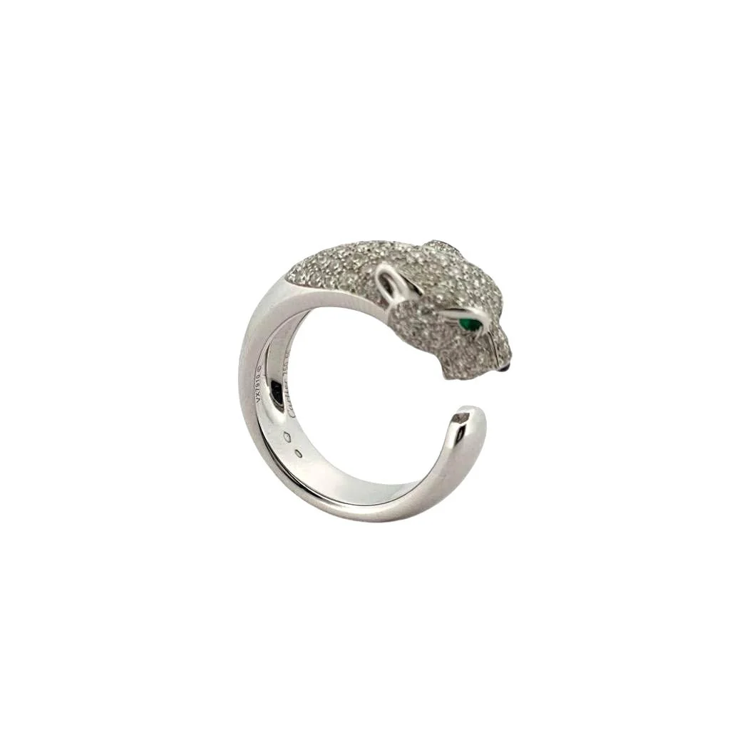 Bague Panthère CARTIER " Massai" en or blanc émeraudes, onyx et diamant - Image 2