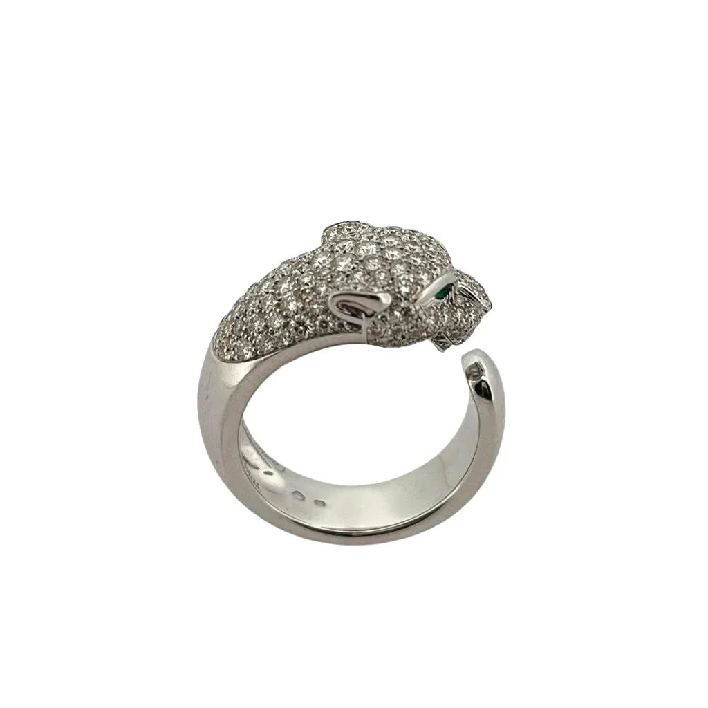 Bague Panthère CARTIER " Massai" en or blanc émeraudes, onyx et diamant - Image 4