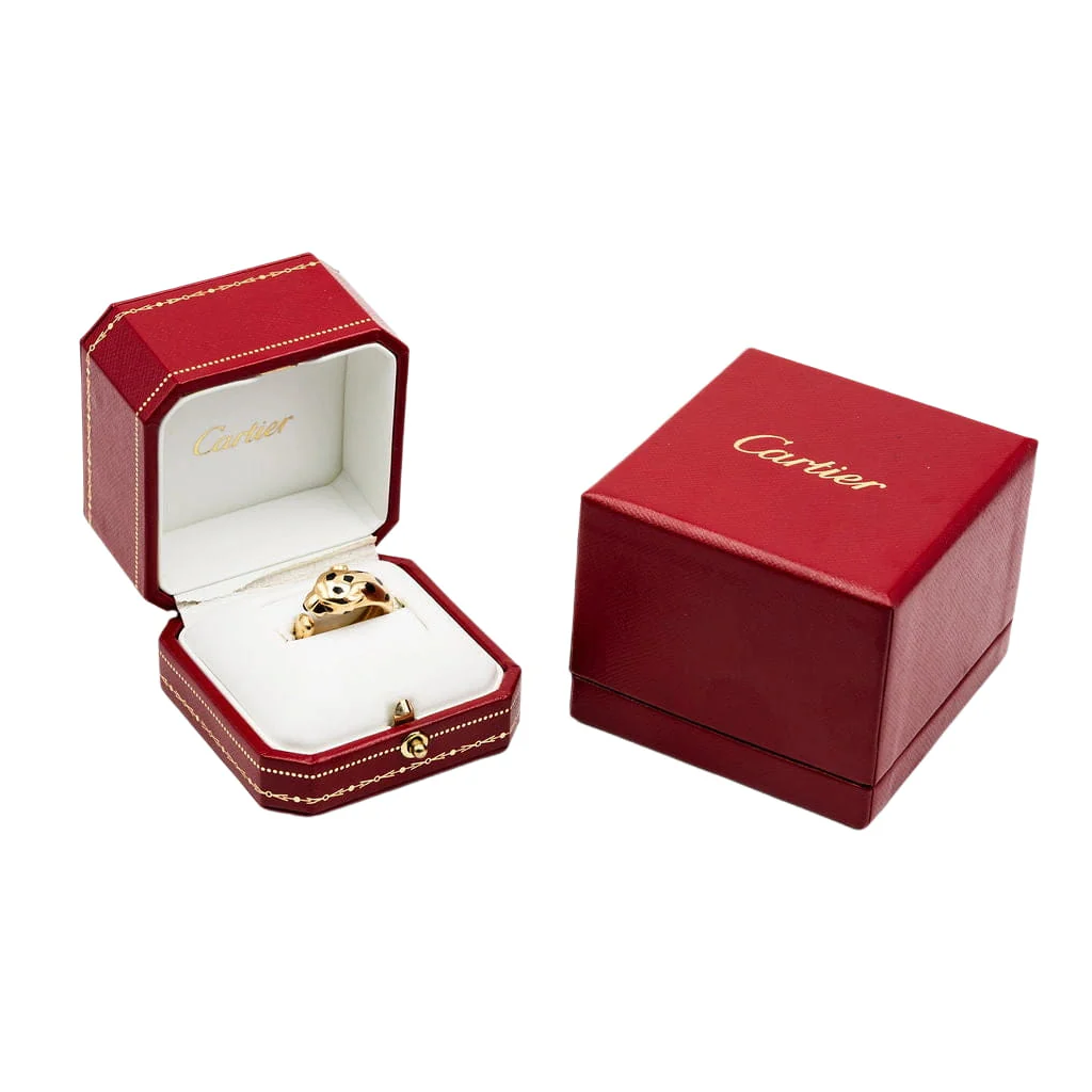 Bague CARTIER "Panthère de Cartier" MM en or jaune, grenats tsavorites, onyx et laque noire - Image 9