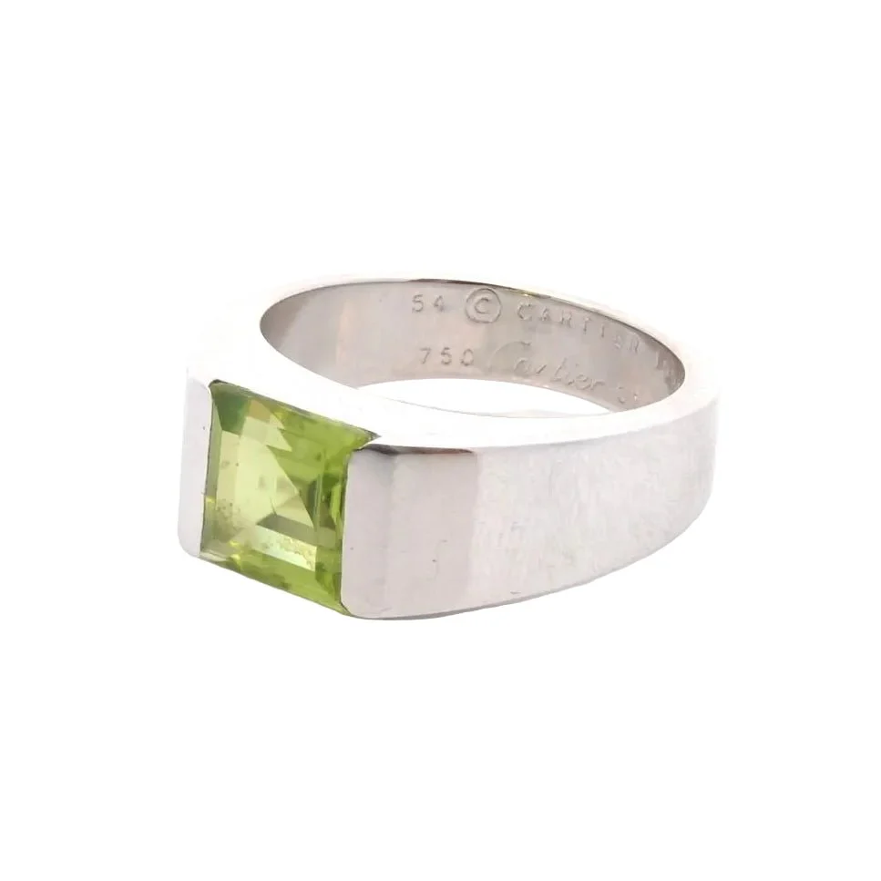 Bague CARTIER "Tank" en or blanc et péridot - Image 2