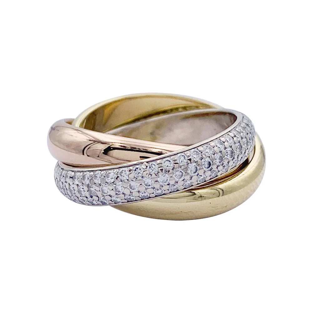 Bague Alliance CARTIER "Trinity" en 3 ors et diamants - Image 3