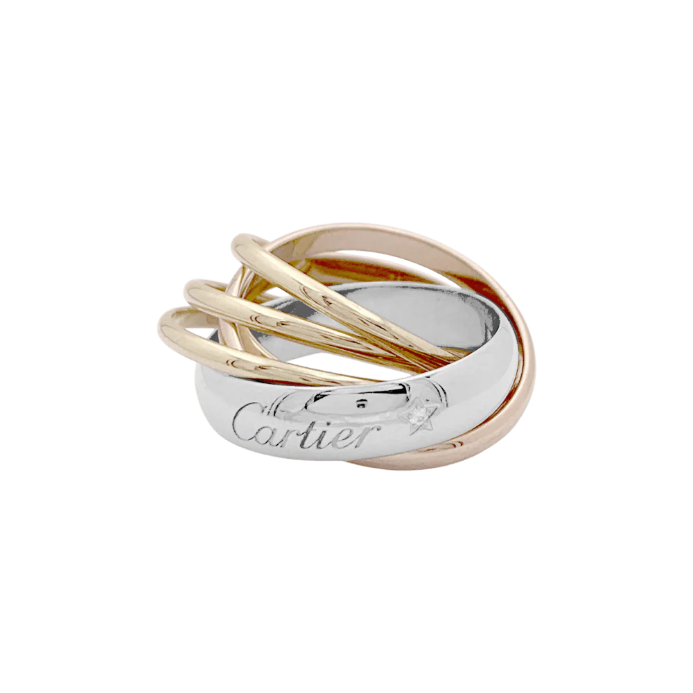 Bague Alliance CARTIER "Trinity" en or blanc, or jaune, or rose et diamant