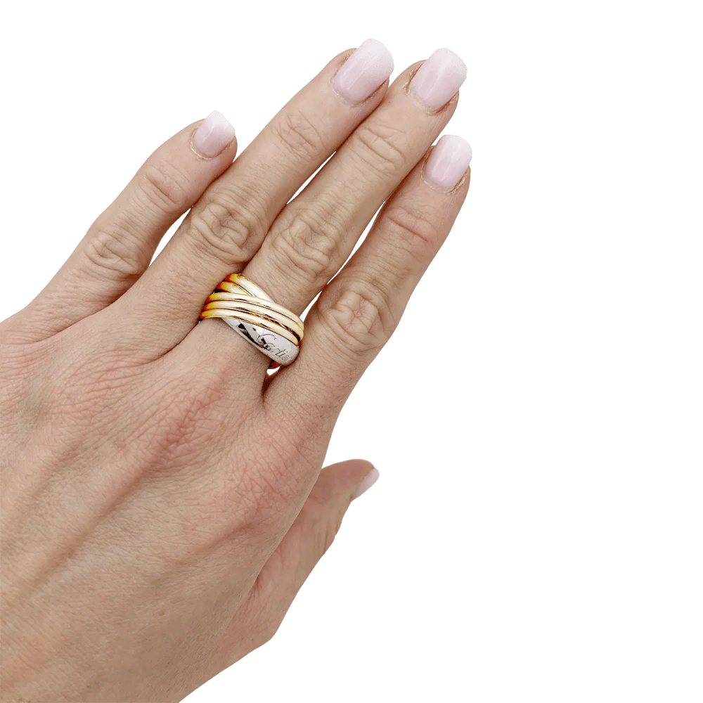 Bague Alliance CARTIER "Trinity" en or blanc, or jaune, or rose et diamant - Image 2