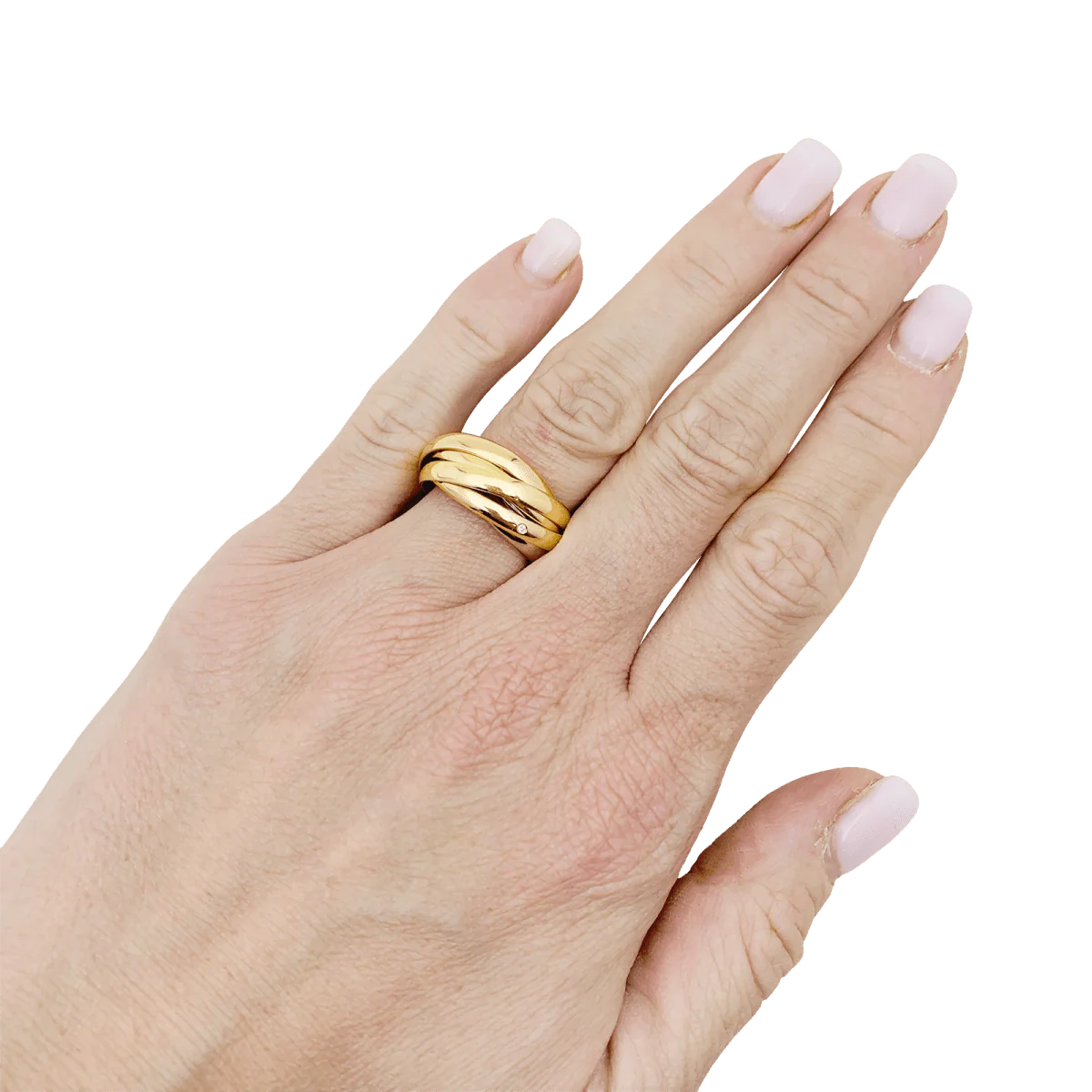 Bague Alliance CARTIER "Trinity" en or jaune, or blanc, or rose et diamants - Image 2