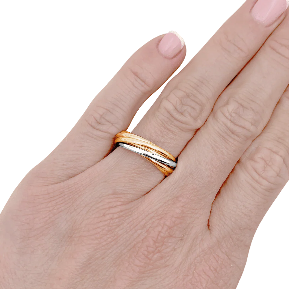 Bague Alliance CARTIER "Trinity" en or blanc, or jaune et or rose - Image 2