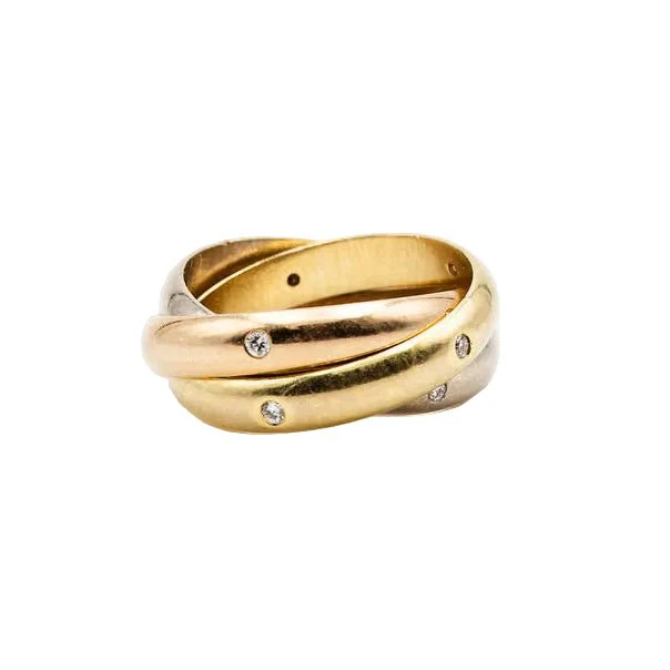 Bague Alliance CARTIER "Trinity" en or jaune, or blanc, or rose et diamants
