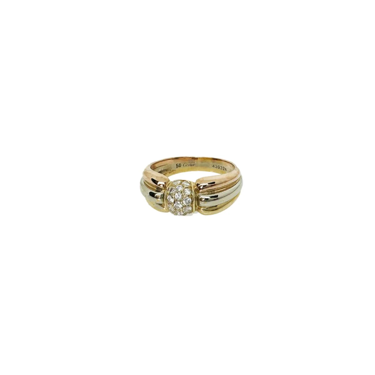 Bague Jonc CARTIER "Trinity Livia" en or jaune, or blanc, or rose et diamants - Image 3