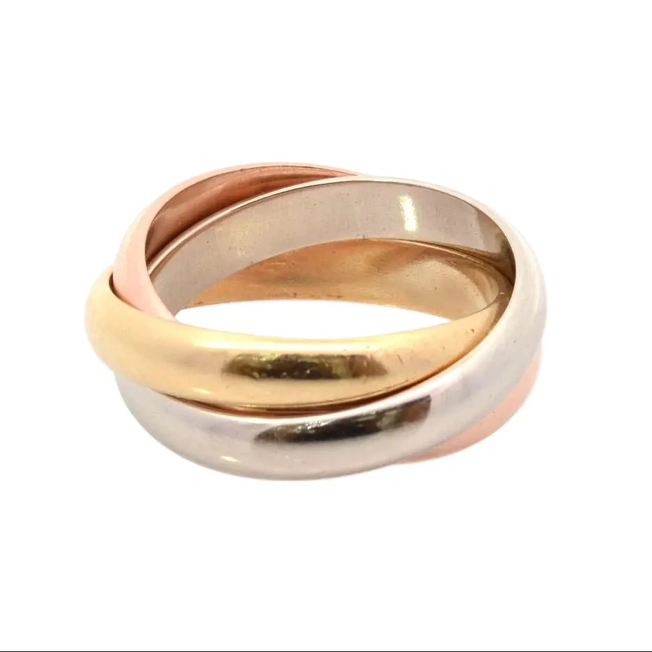 Bague Alliance CARTIER "Trinity" en or blanc, or jaune et or rose - Image 2