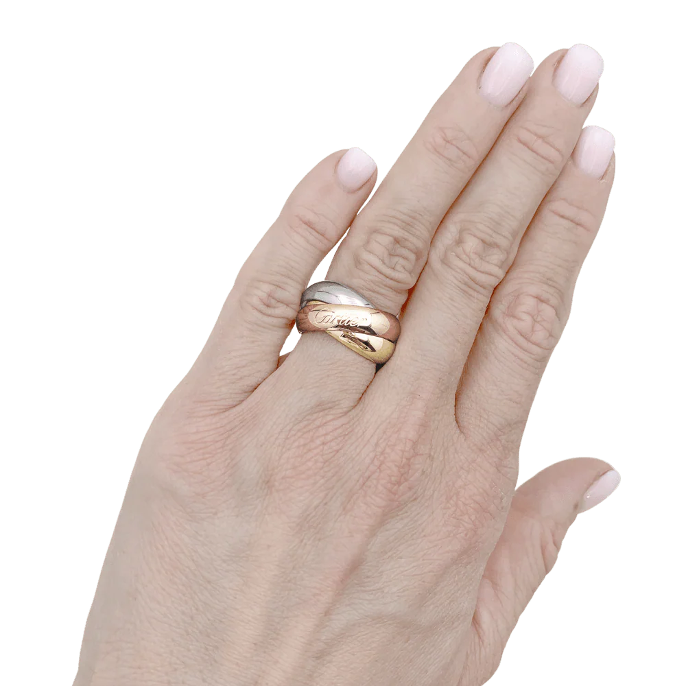 Bague Alliance CARTIER "Trinity" en or blanc, or jaune et or rose - Image 2