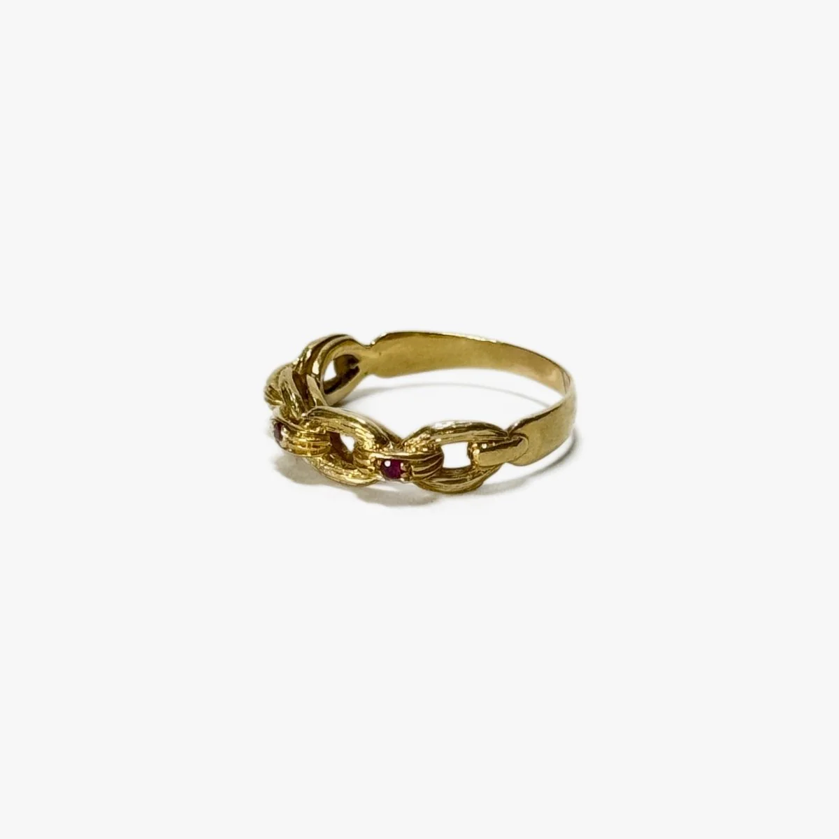 Bague chaîne en or jaune et rubis - Image 4