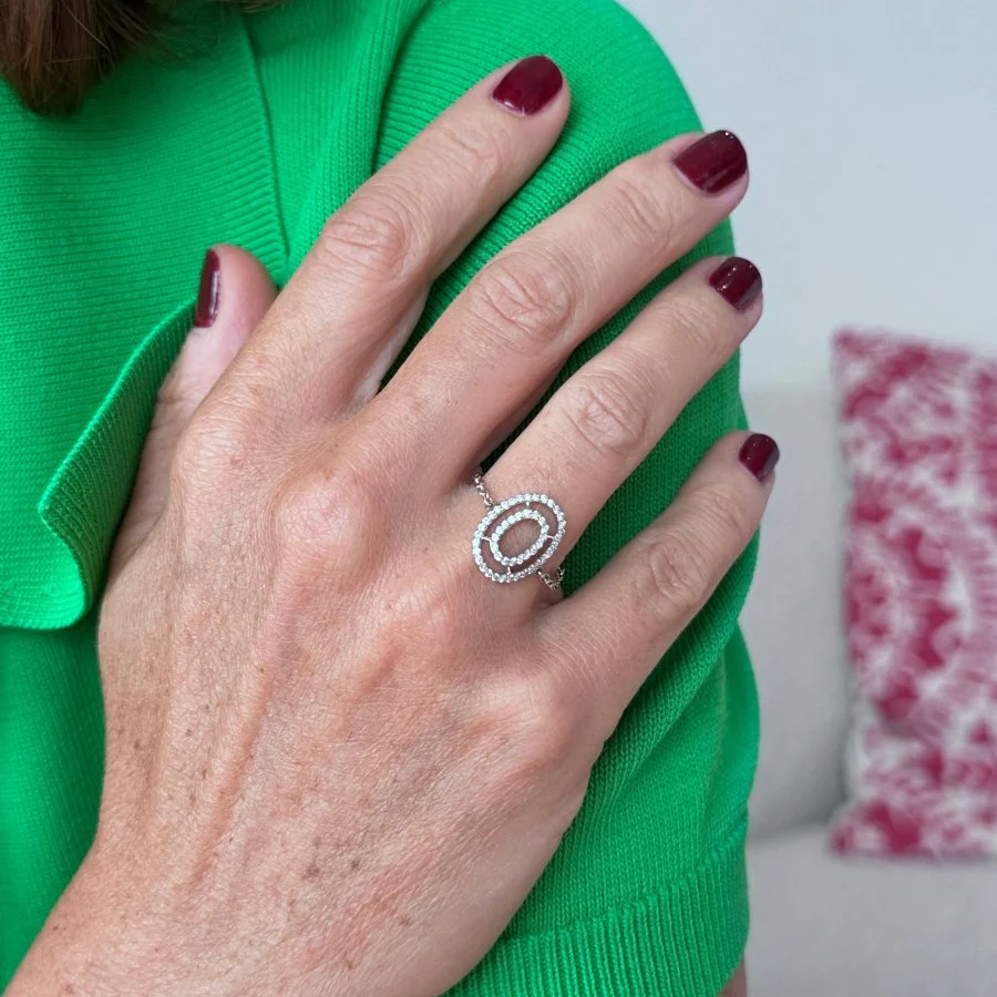 Bague Chaîne en or blanc et diamants - Image 2