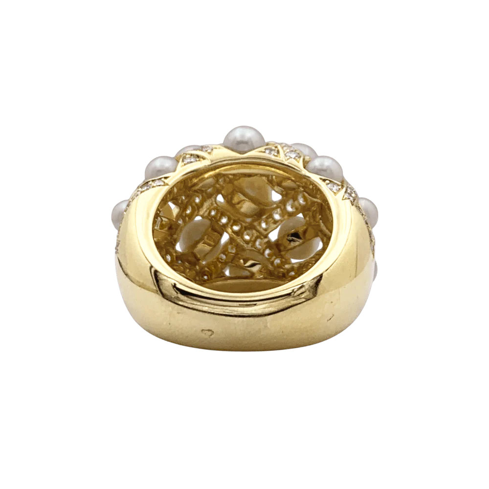 Bague Dôme CHANEL "Baroque" en or jaune, perles et diamants - Image 5