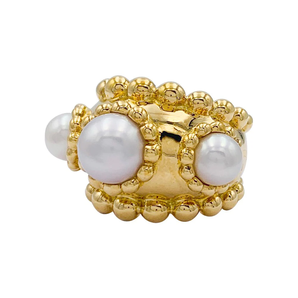 Bague Chanel, "Baroque", or jaune, perles - Image 3