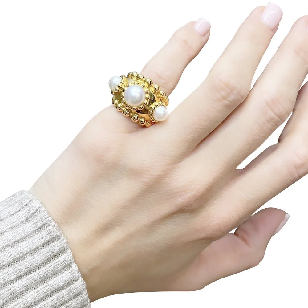 Bague Chanel, "Baroque", or jaune, perles - Image 5