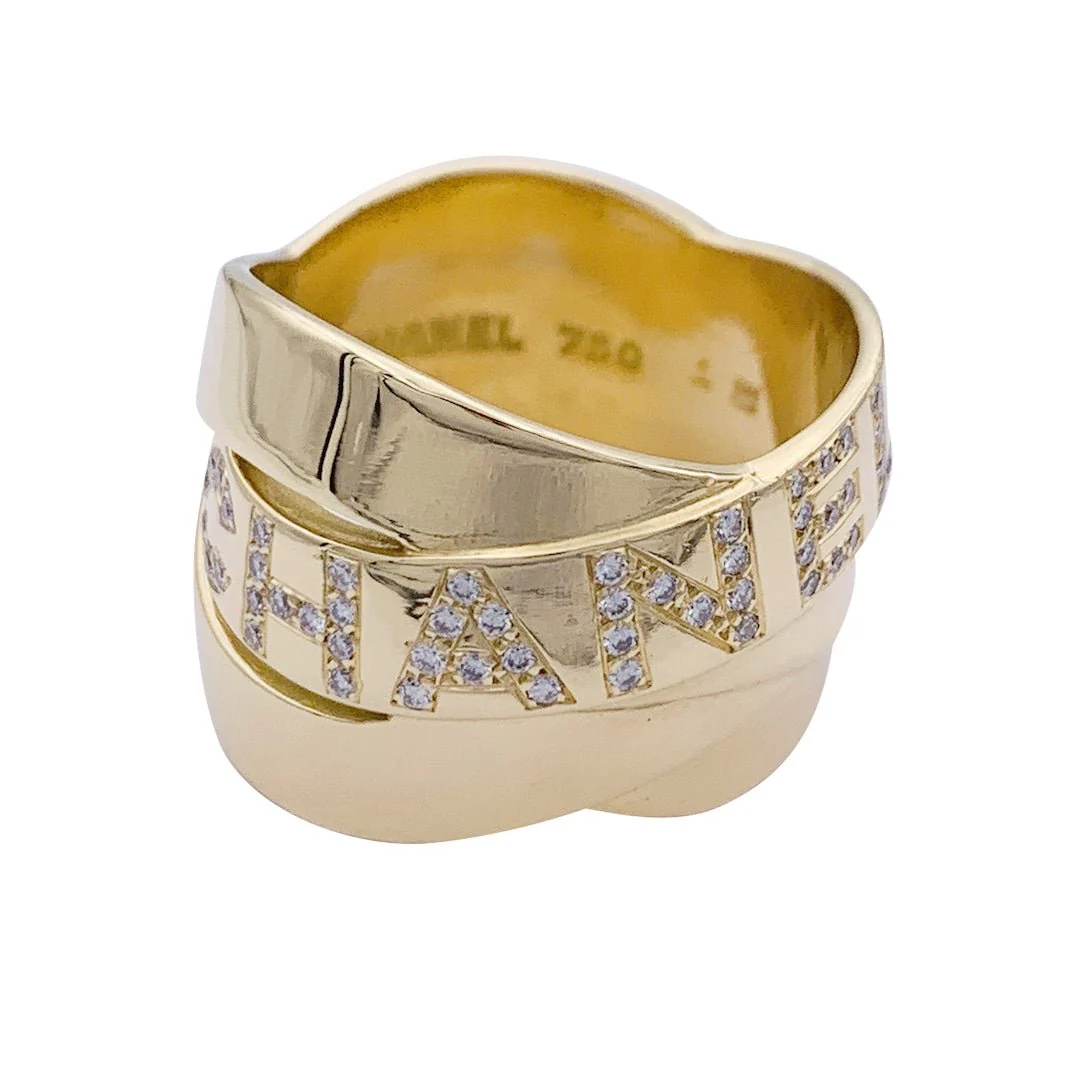 Bague CHANEL "Bolduc Signature" en or jaune et diamants - Image 3
