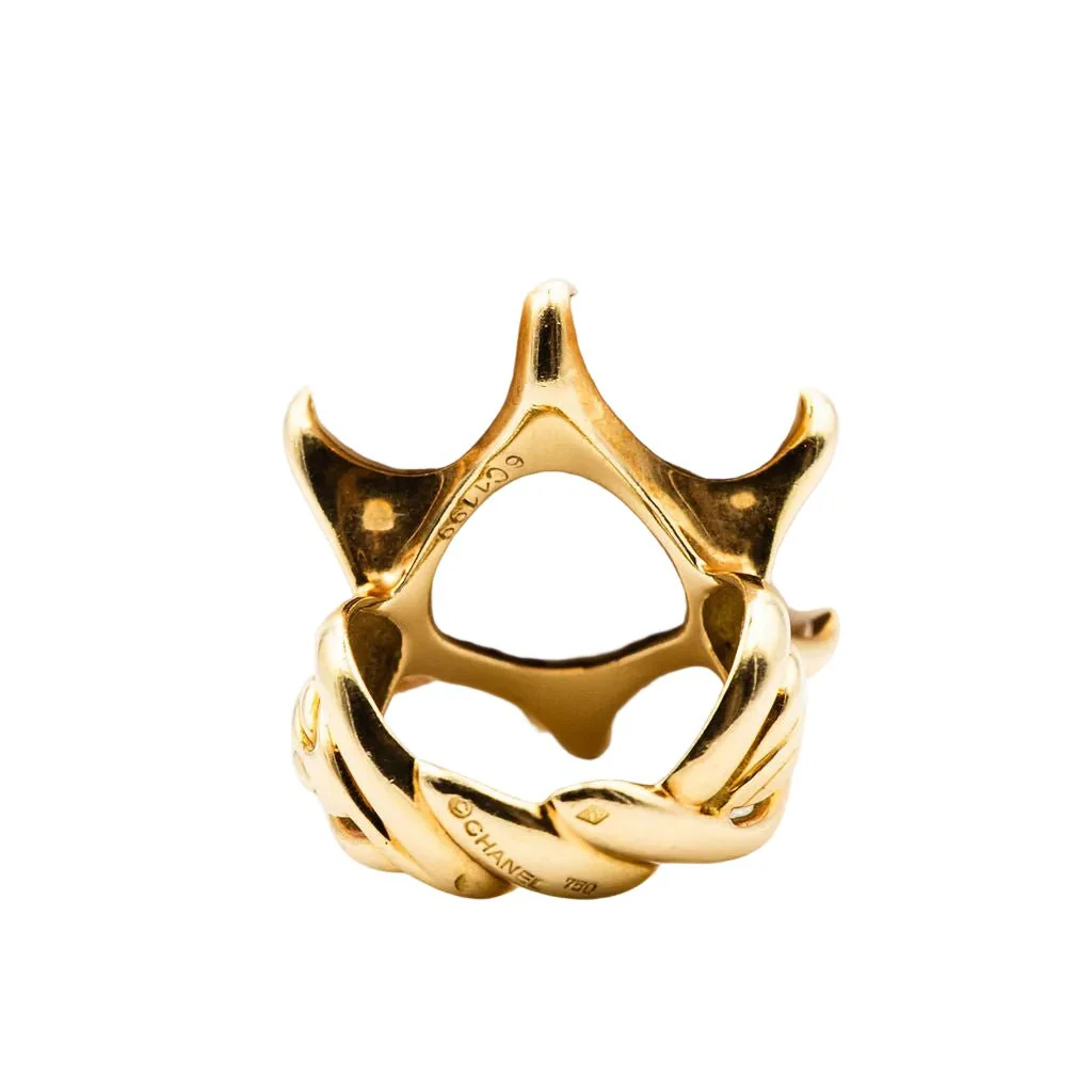 Bague Cocktail CHANEL "Camélia" en or jaune et agate - Image 3