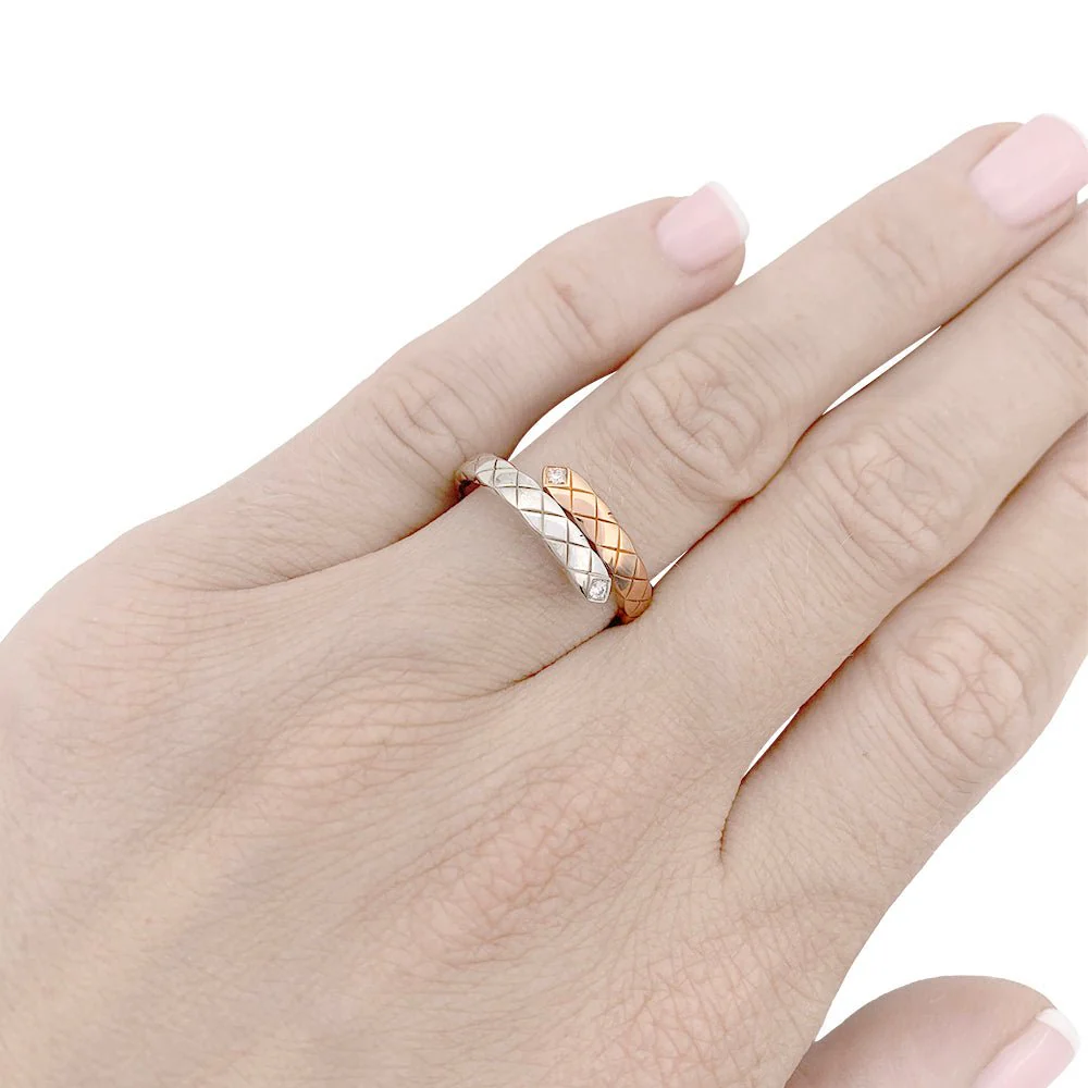 Bague CHANEL "Coco Crush Toi et Moi" en or blanc, or rose et diamants - Image 5
