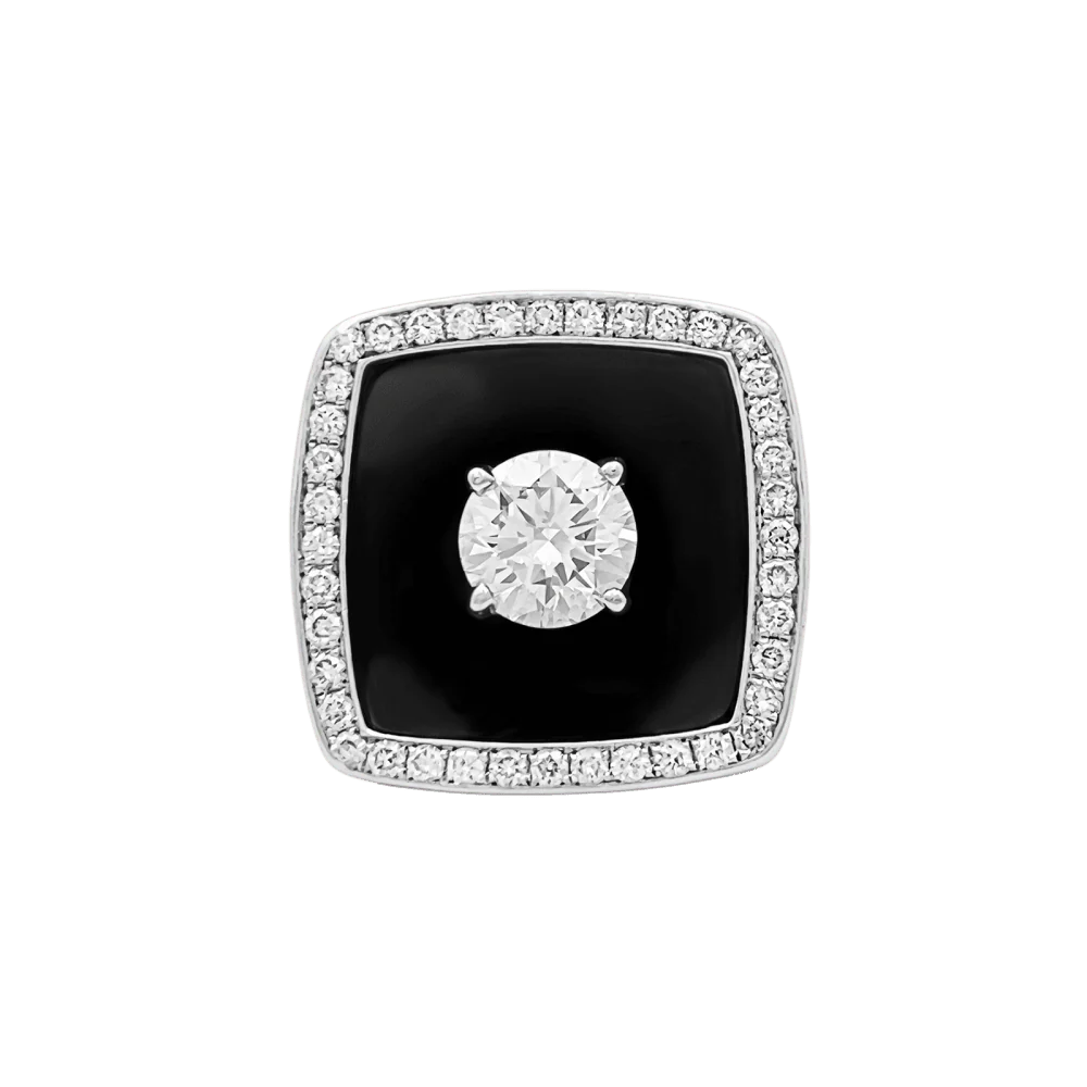 Bague Entourage CHANEL "Nuit noire" en or blanc, émail et diamants
