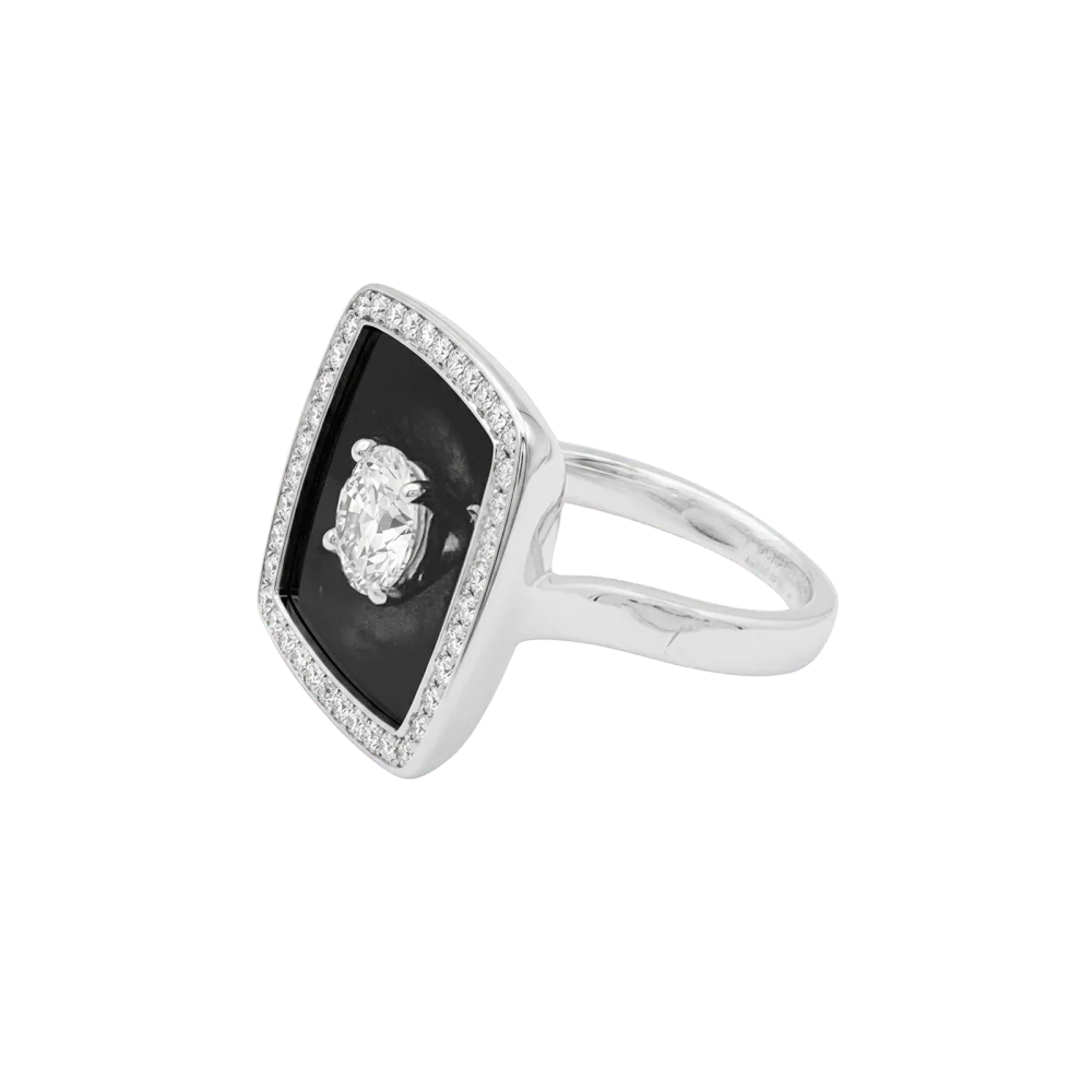 Bague Entourage CHANEL "Nuit noire" en or blanc, émail et diamants - Image 3