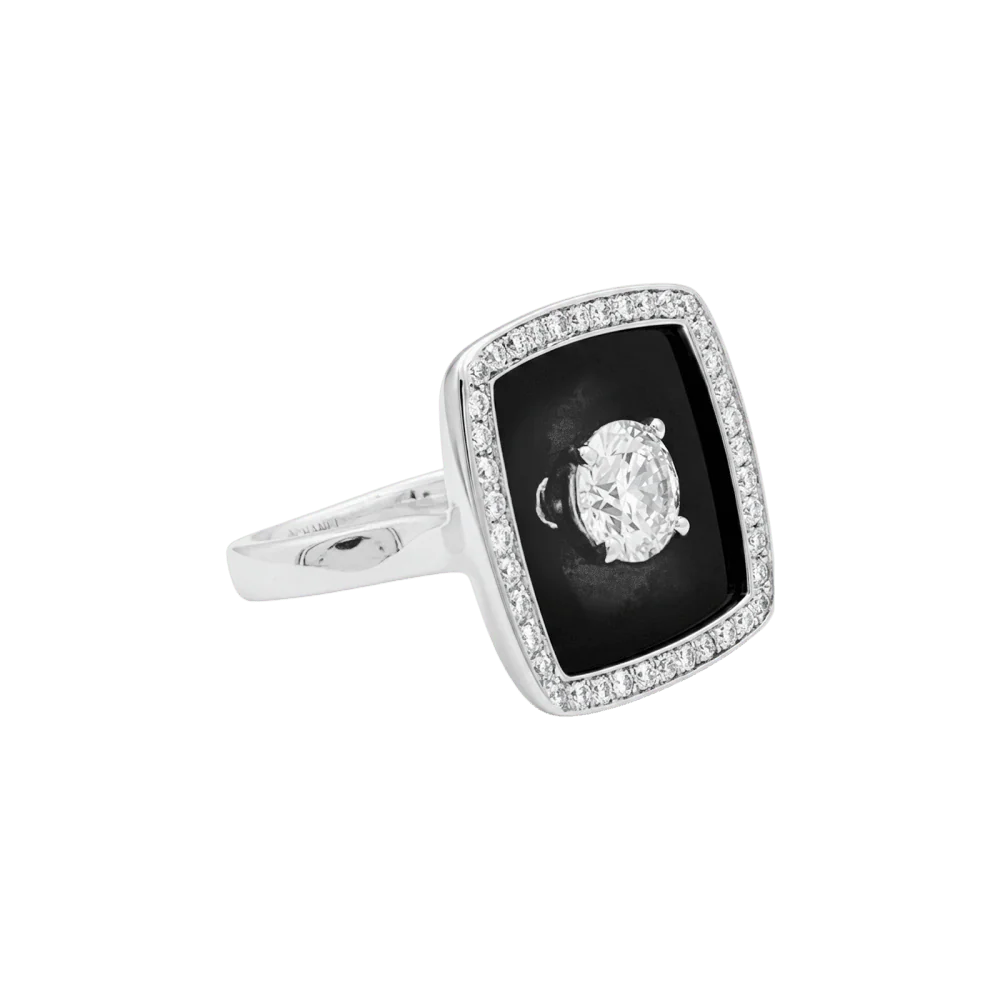 Bague Entourage CHANEL "Nuit noire" en or blanc, émail et diamants - Image 5