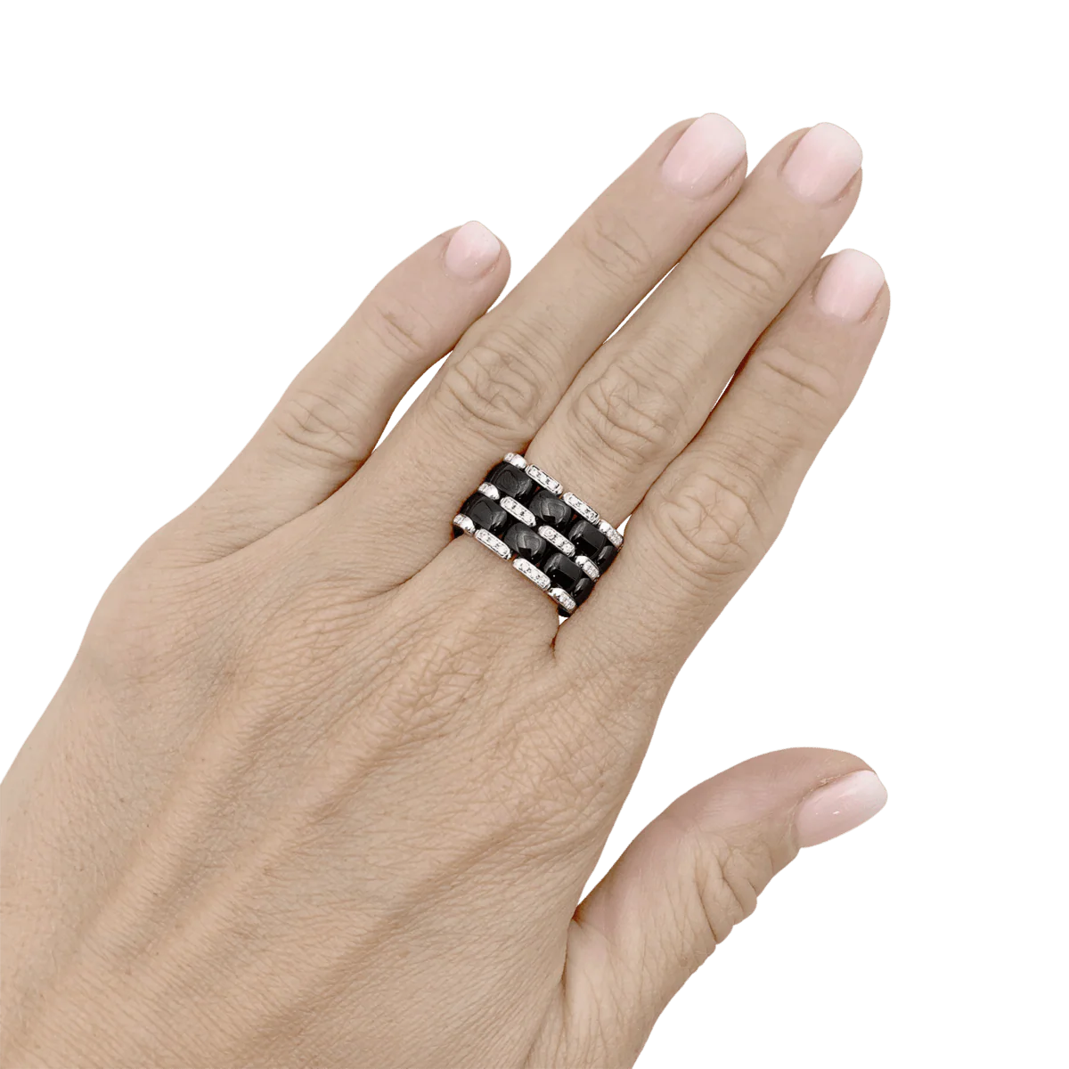 Bague Bandeau CHANEL "Ultra" GM en or blanc, céramique et diamants - Image 2