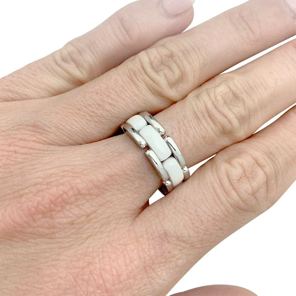 Bague Chanel, "Ultra", or blanc, céramique - Image 3