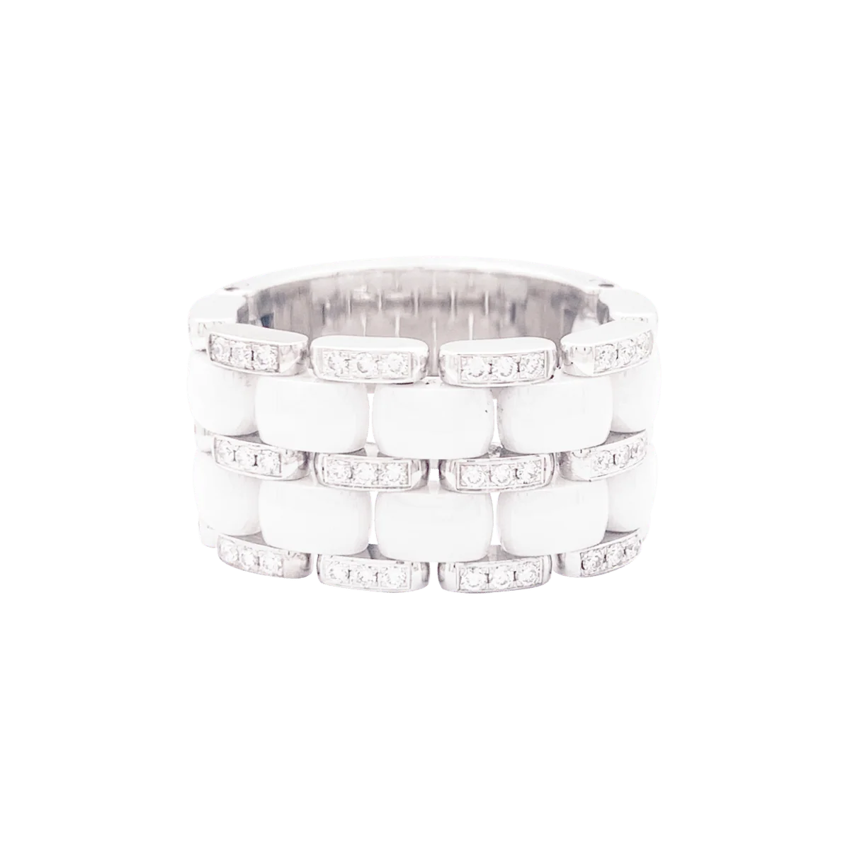 Bague CHANEL "Ultra", or blanc, céramique blanche et diamants