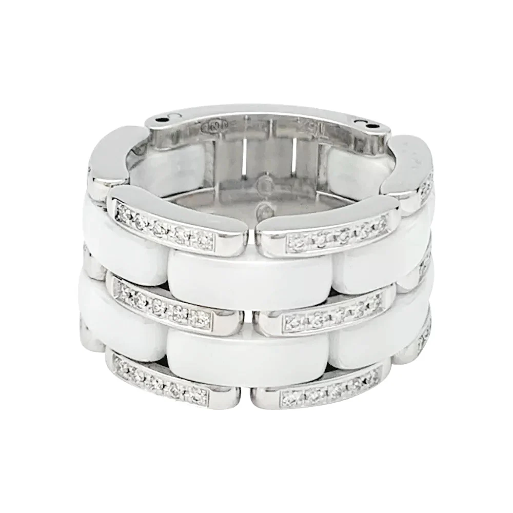 Bague Chanel, "Ultra", or blanc, céramique blanche et diamants. - Image 5