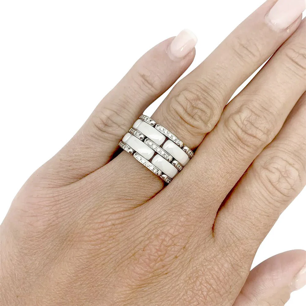 Bague Chanel, "Ultra", or blanc, céramique blanche et diamants. - Image 6
