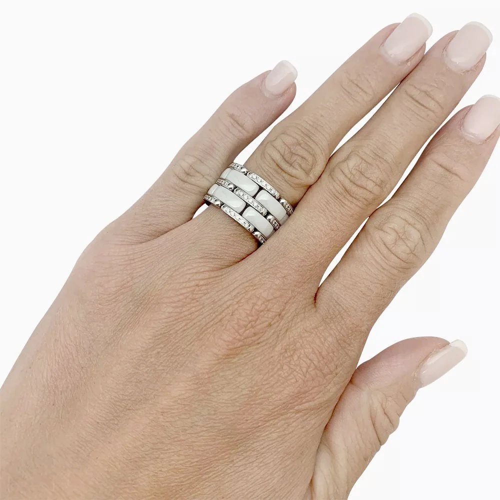 Bague Chanel, "Ultra", or blanc, céramique blanche et diamants. - Image 7