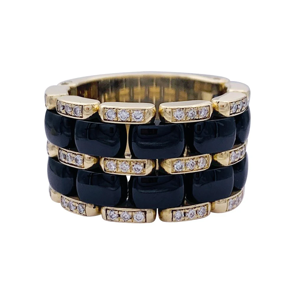Bague CHANEL "Ultra" en or jaune , céramique et diamants