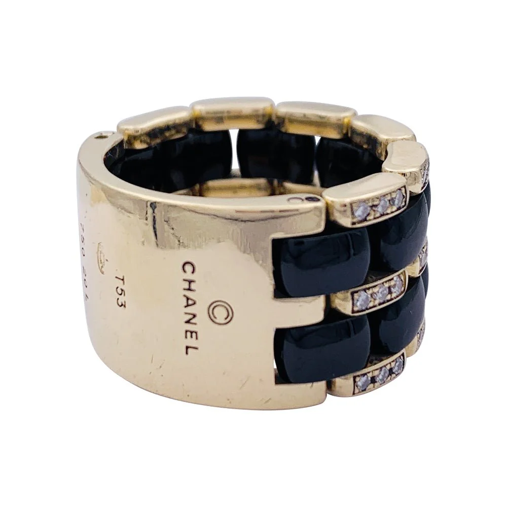 Bague CHANEL "Ultra" en or jaune , céramique et diamants - Image 3