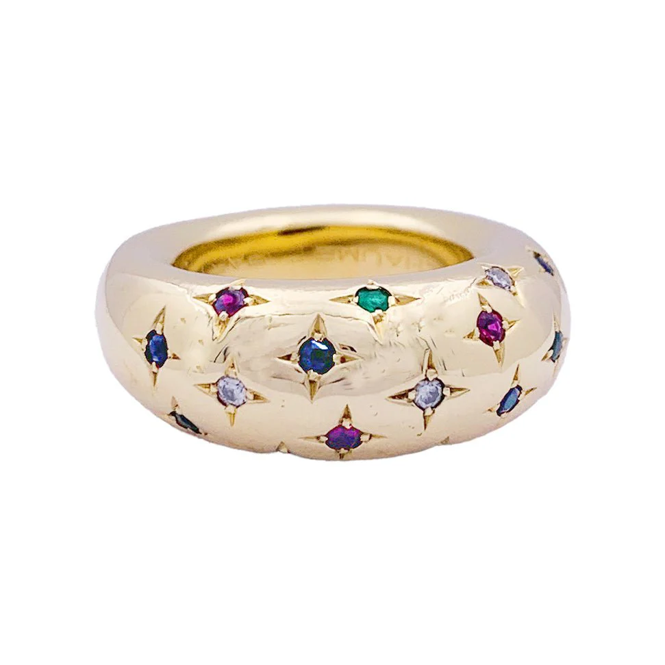 Bague Chaumet, "Anneau", or jaune, gemmes de couleur.