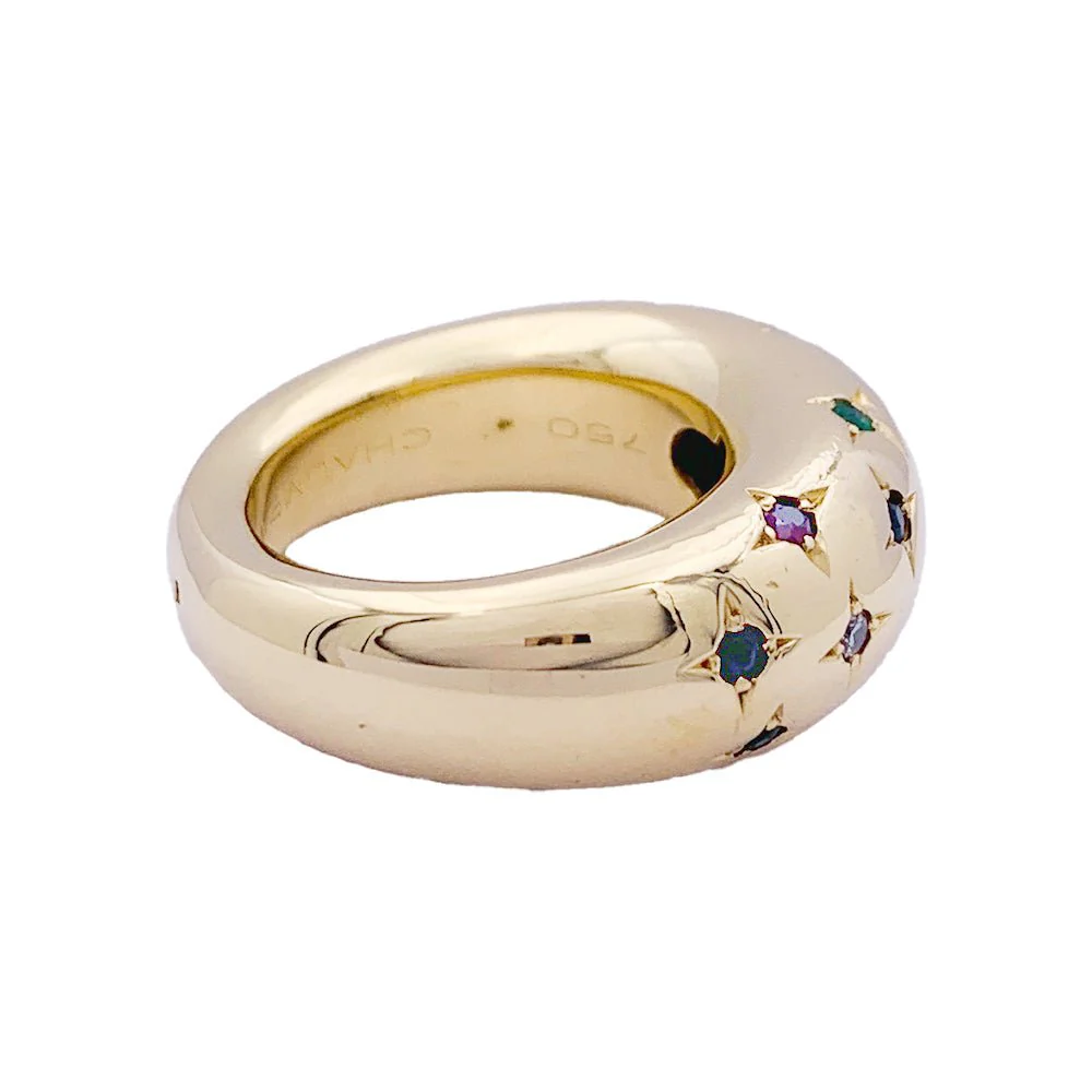Bague Chaumet, "Anneau", or jaune, gemmes de couleur. - Image 2