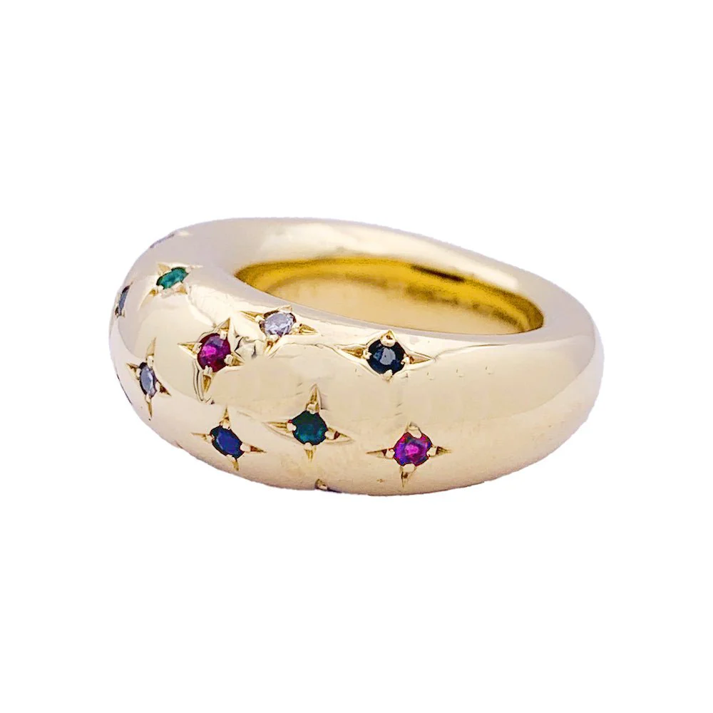 Bague Chaumet, "Anneau", or jaune, gemmes de couleur. - Image 3