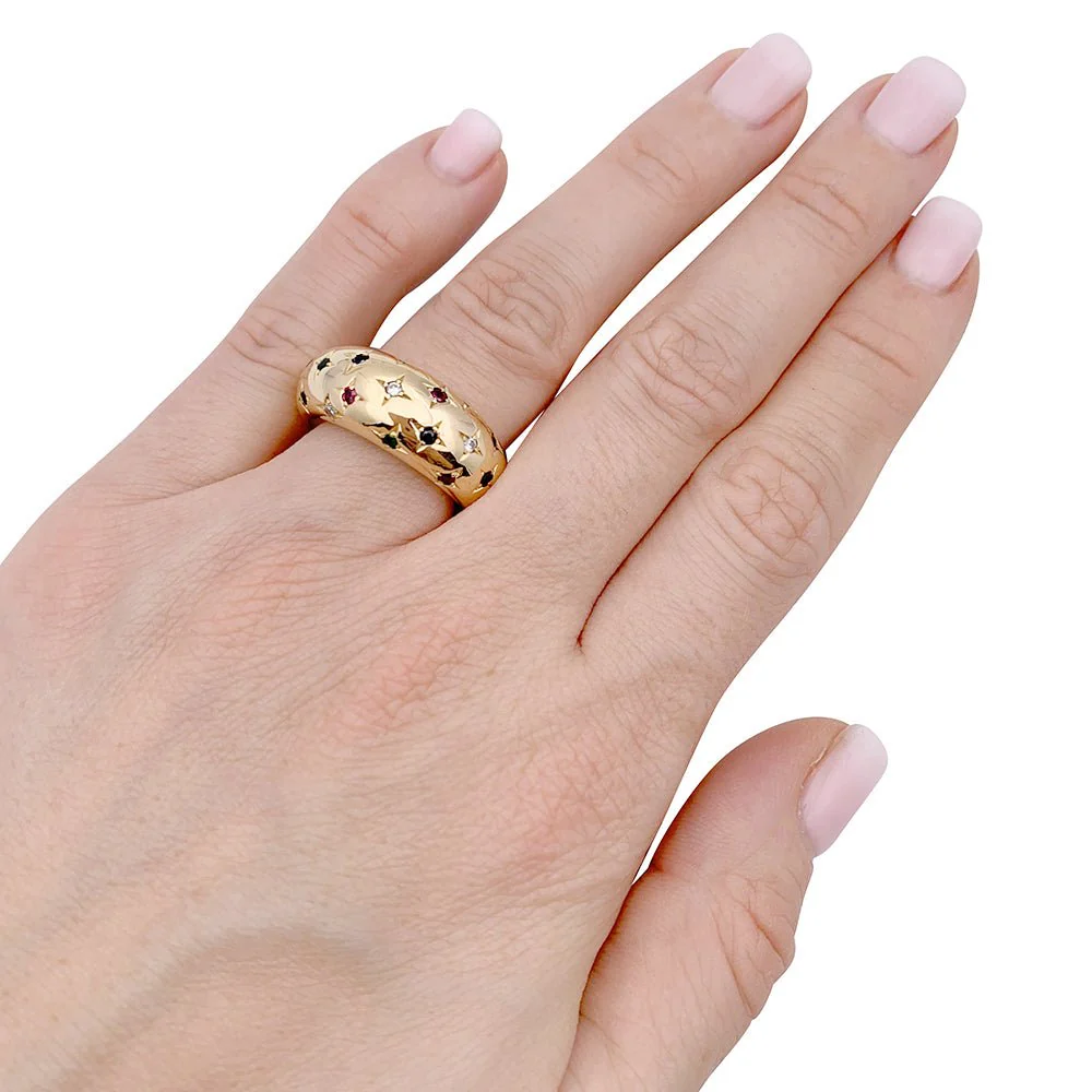 Bague Chaumet, "Anneau", or jaune, gemmes de couleur. - Image 5