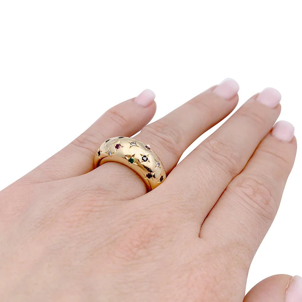 Bague Chaumet, "Anneau", or jaune, gemmes de couleur. - Image 6