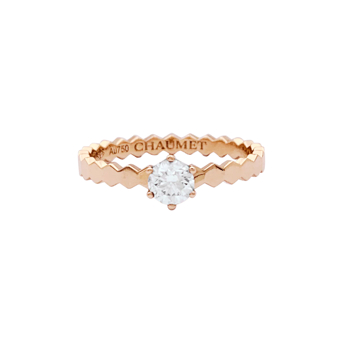 Bague Solitaire CHAUMET "Bee" en or rose et diamant.