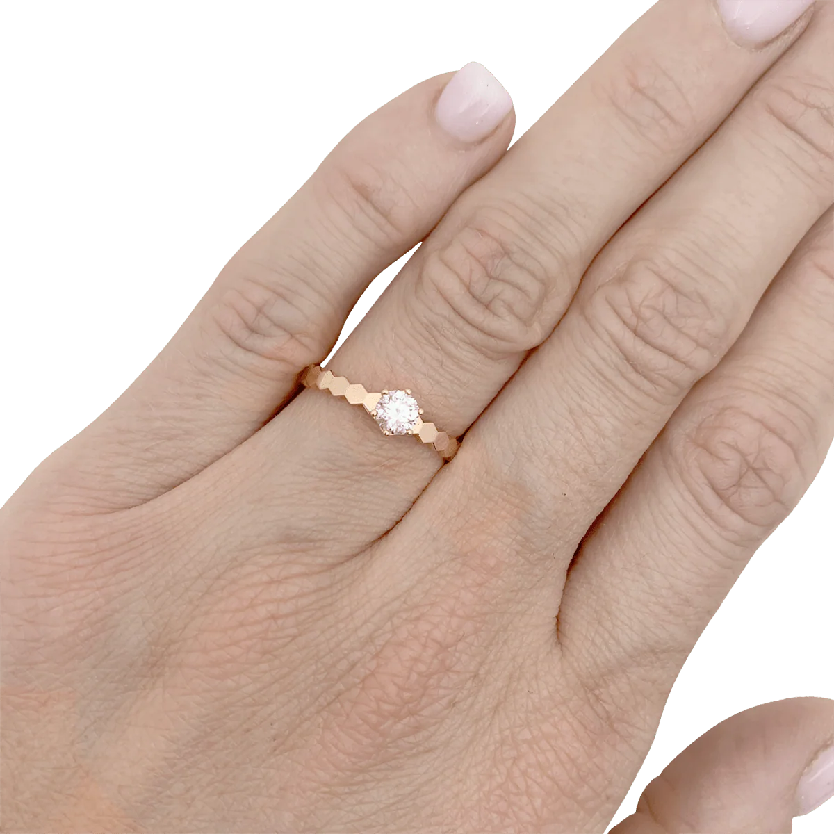 Bague Solitaire CHAUMET "Bee" en or rose et diamant. - Image 2
