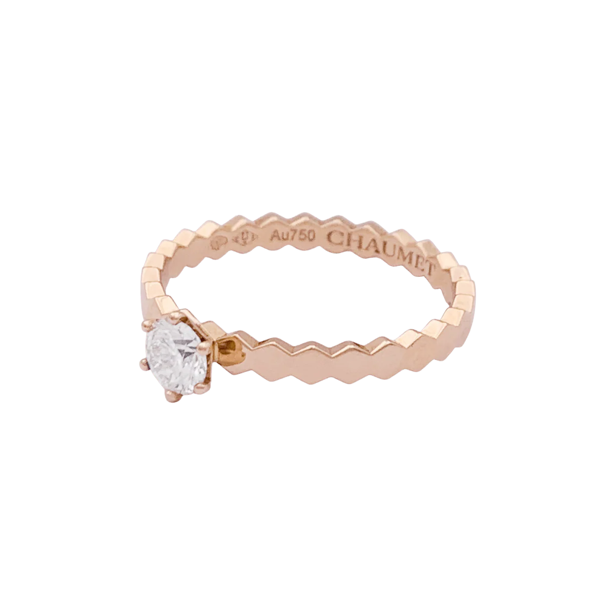 Bague Solitaire CHAUMET "Bee" en or rose et diamant. - Image 3