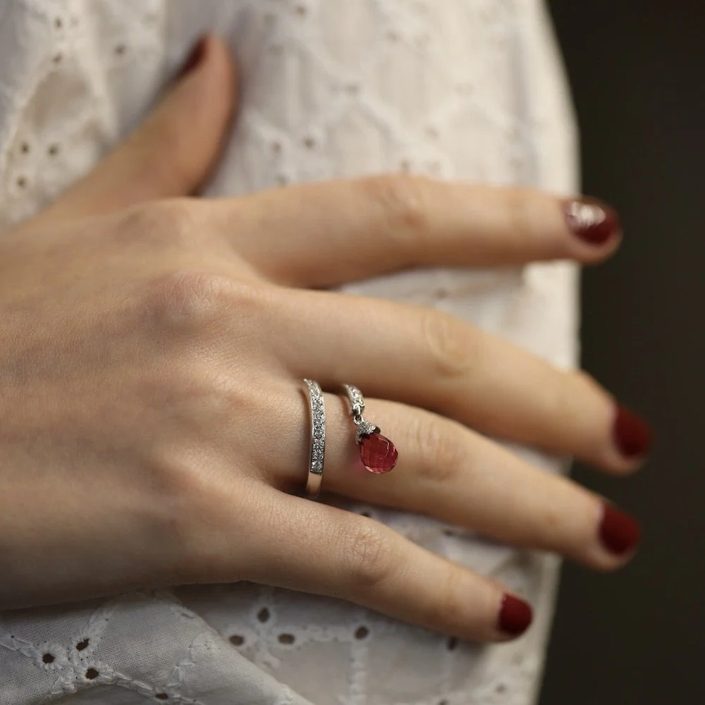 Bague CHAUMET "Frisson Pampille" en or gris et diamants - Image 2