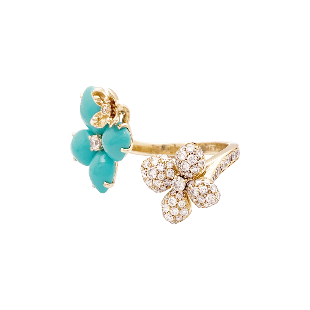 Bague Cocktail CHAUMET "Hortensia Eden" en or rose, turquoises et diamants - Image 3